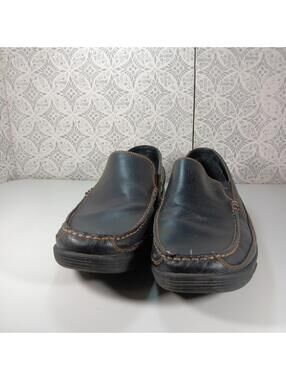 Bass Flex Fit Victor Black Leather Slip On Loafer Shoes Men's Size 13